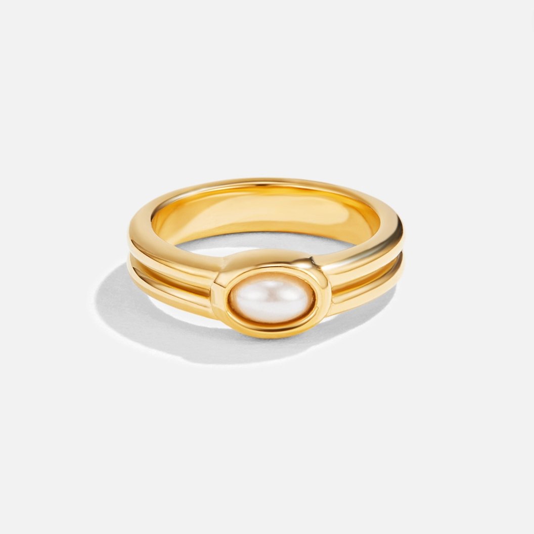 Chunky Perlen 18K Goldring Alma