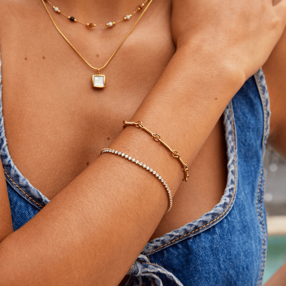 Cordelia Gold Tennis Armband Alma