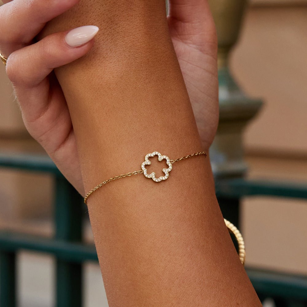 Kristall Klee Blatt Armband Alma