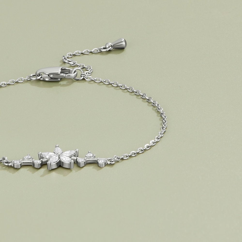 Kristall Blumen Silber Armband Alma