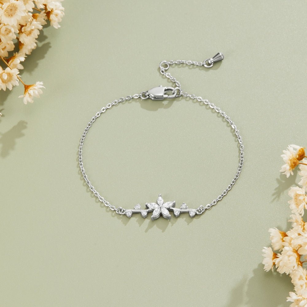 Kristall Blumen Silber Armband Alma