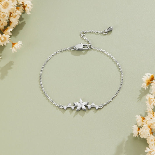 Kristall Blumen Silber Armband Alma