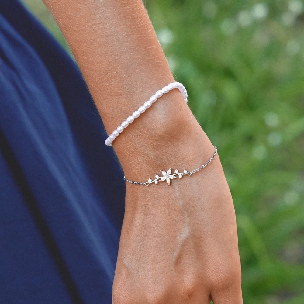 Kristall Blumen Silber Armband Alma