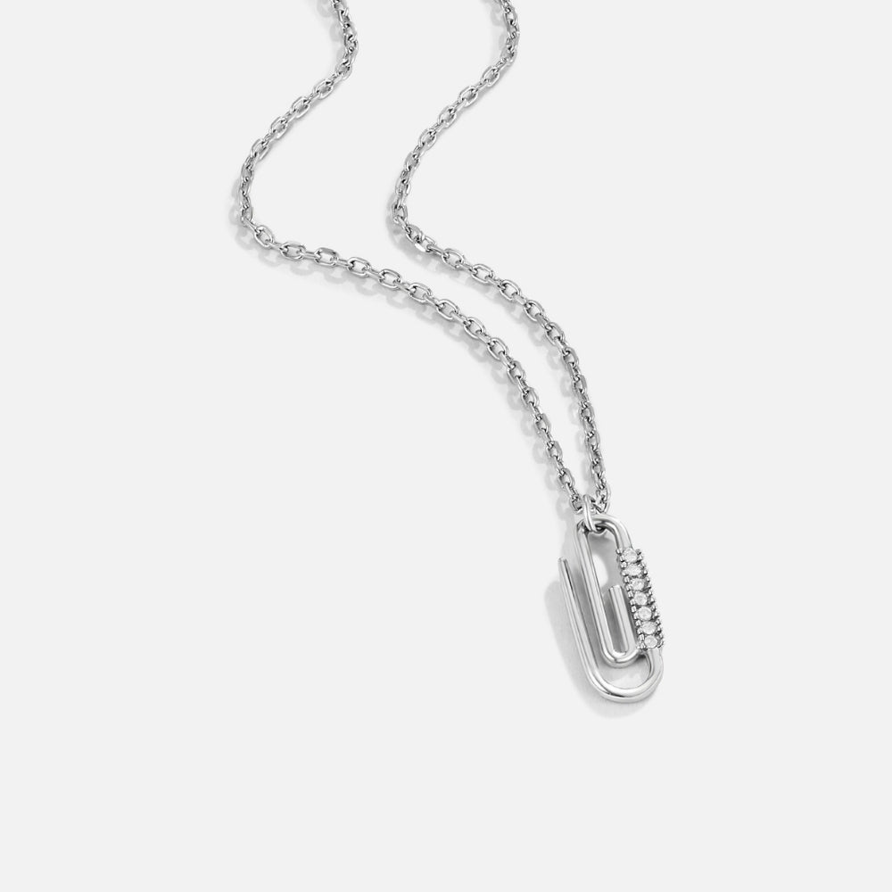 Kristall Paperclip Silber Halskette Alma