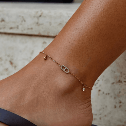 Eliza Gold Kristall FußKettchen Alma