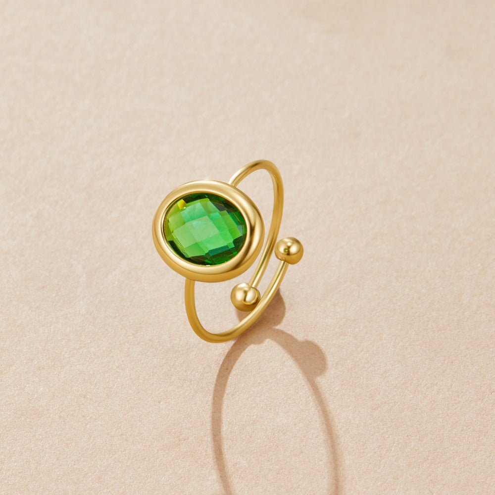 Smaragd Green Kristall Goldring Alma