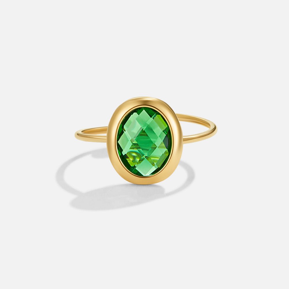 Smaragd Green Kristall Goldring Alma