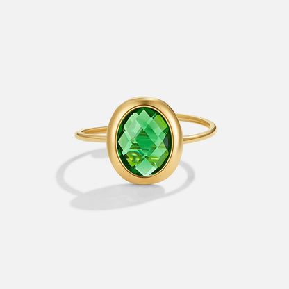 Smaragd Green Kristall Goldring Alma