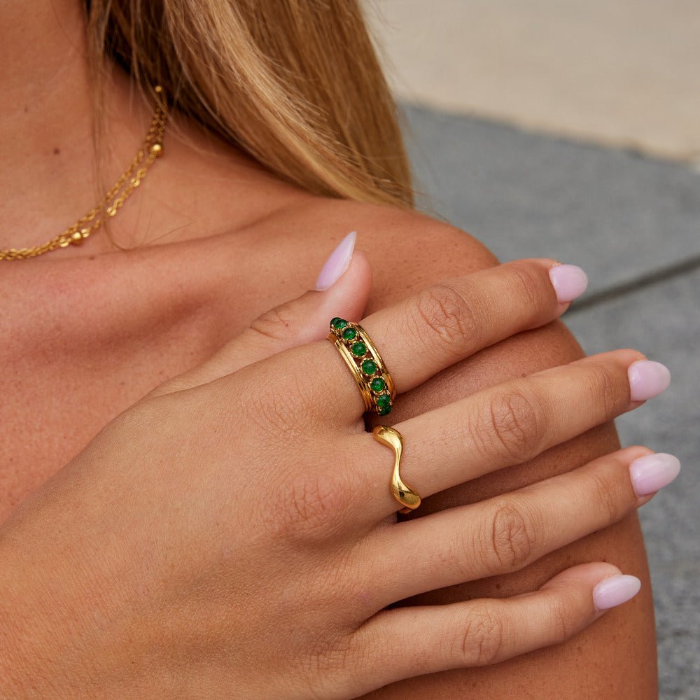 Smaragd Stein Kristall Ring Alma