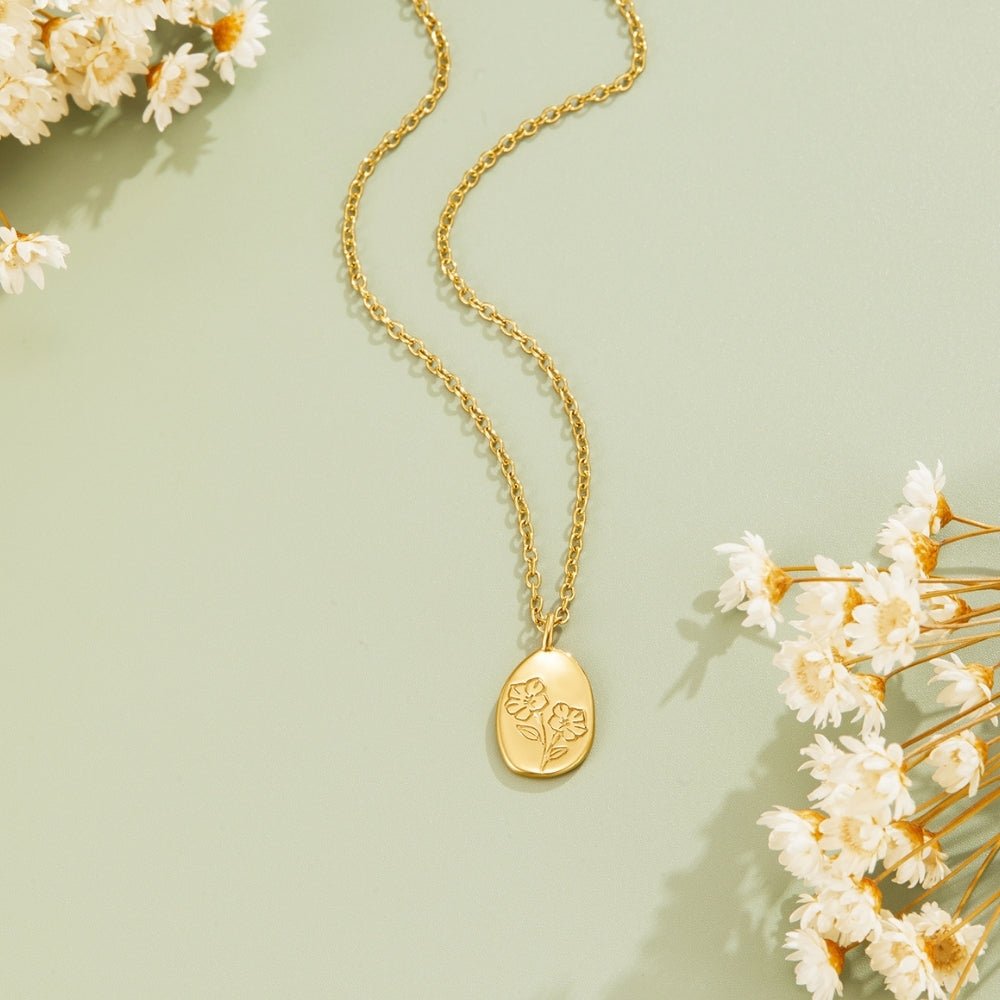 Engraved Wildflower Goldhalskette Alma