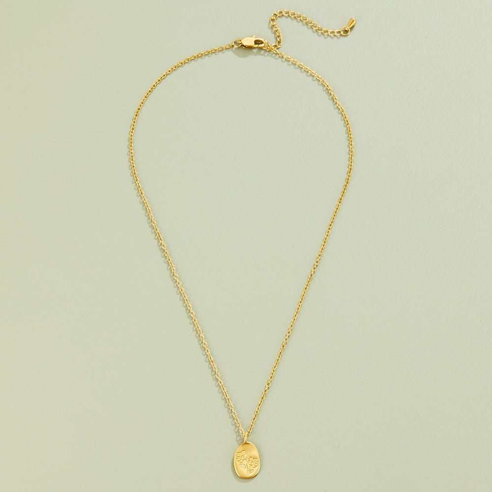 Engraved Wildflower Goldhalskette Alma