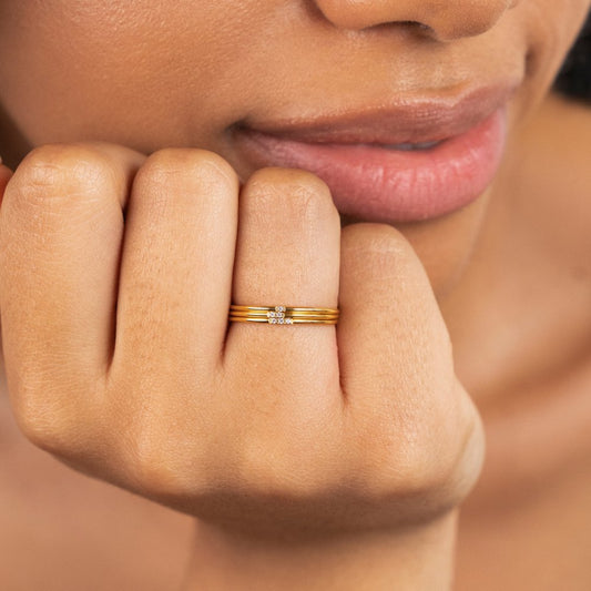 Eula Gold & Kristall Band Ring Alma