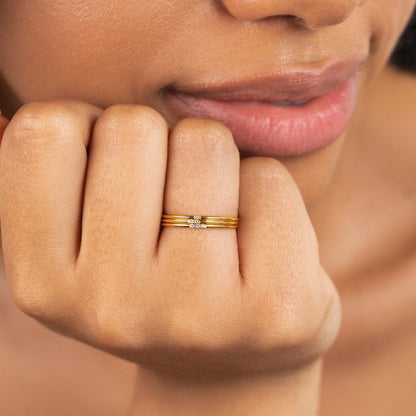 Eula Gold & Kristall Band Ring Set Alma