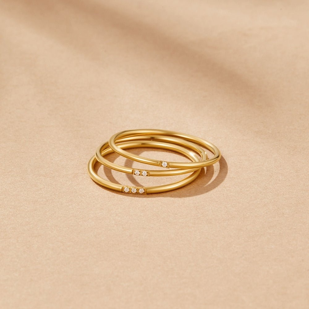Eula Gold & Kristall Band Ring Set Alma
