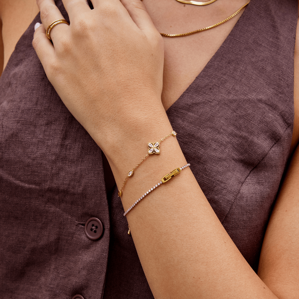 Four Blatt Klee Kristall Armband Alma