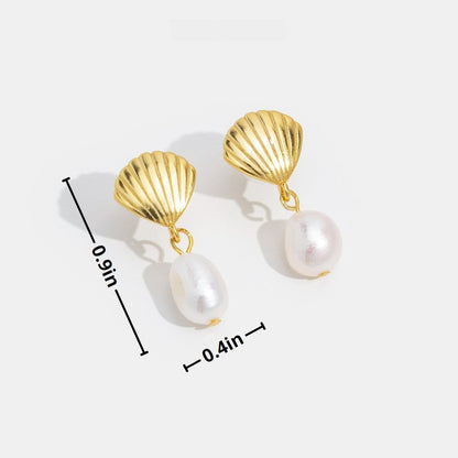 SüßWasserperlen & Gold Shell Ohrringe Alma