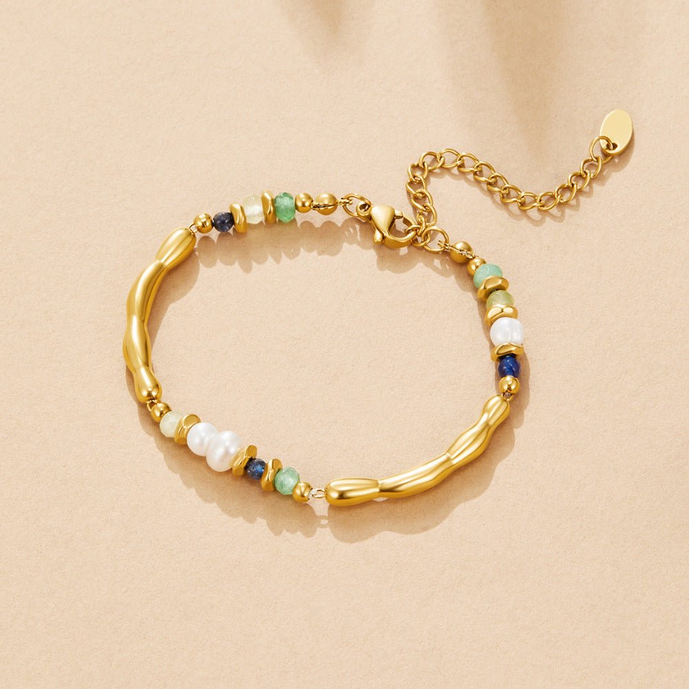 SüßWasserperlen & Malachite Perlenarmband Alma