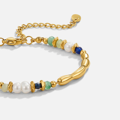 SüßWasserperlen & Malachite Perlenarmband Alma