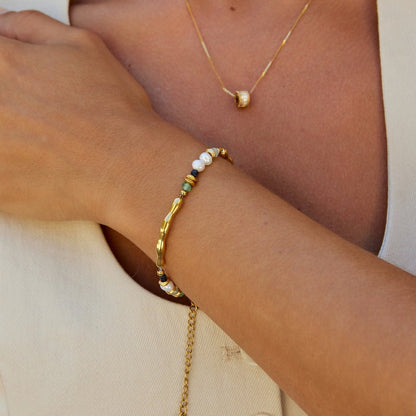 SüßWasserperlen & Malachite Perlenarmband Alma