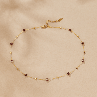 Garnet Wine Red Perlenhalskette Alma