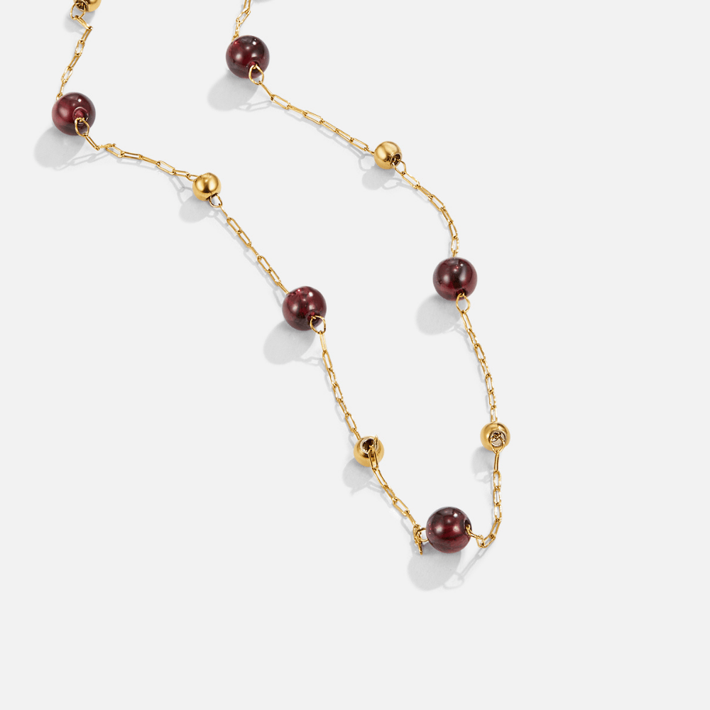 Garnet Wine Red Perlenhalskette Alma