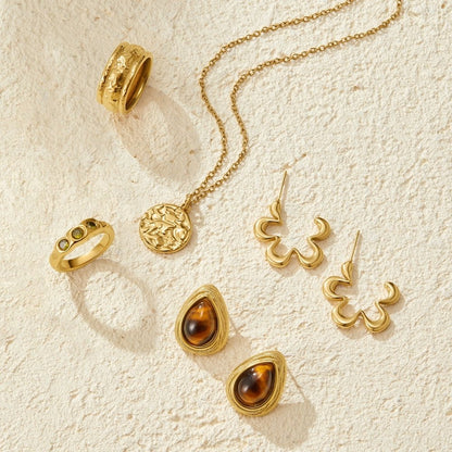 Geometric Gold Blumen Creolen Ohrringe Alma