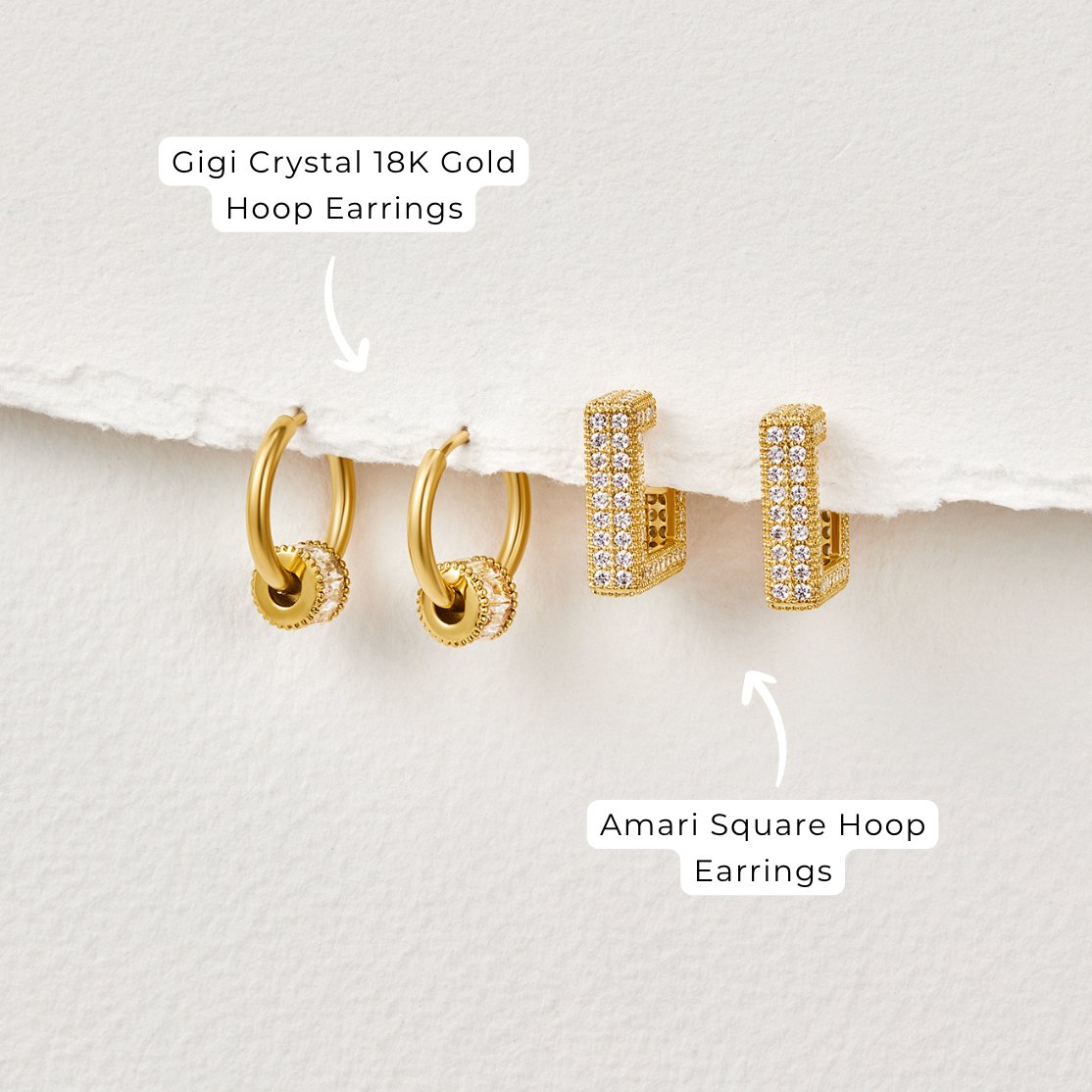 Gigi Kristall 18K Gold Creolen Ohrringe Alma