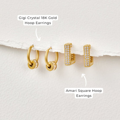 Gigi Kristall 18K Gold Creolen Ohrringe Alma