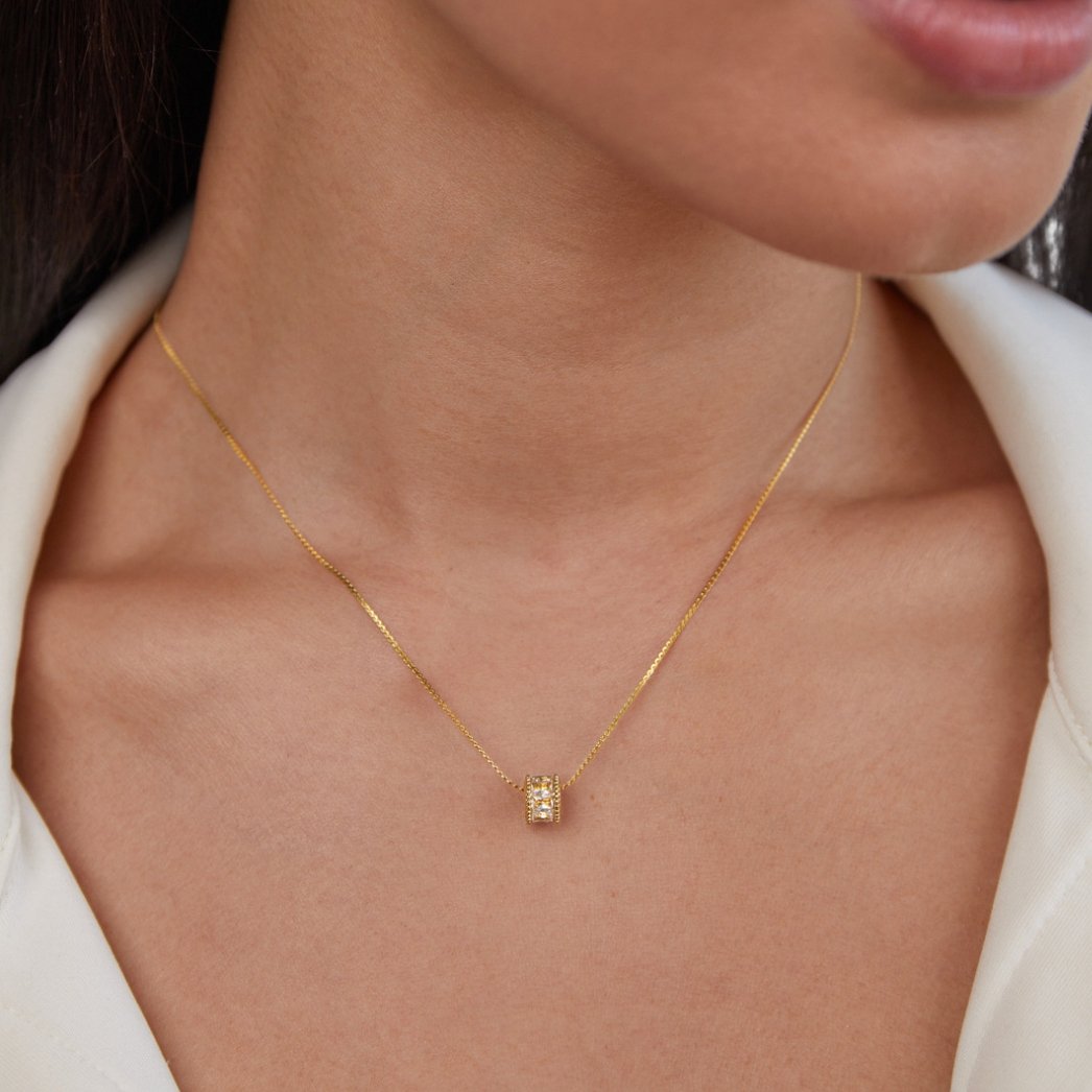 Gigi Kristall 18K Goldhalskette Alma