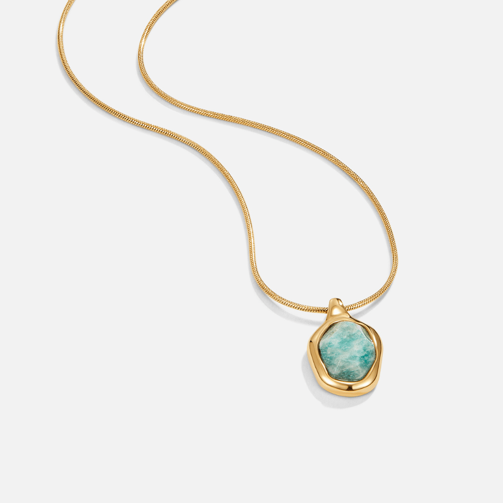 Gold Aquamarin Pendant Halskette Alma