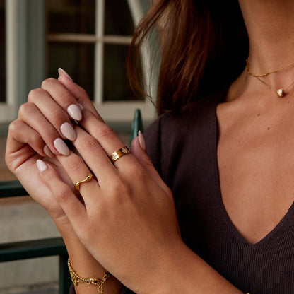 Gold Kristall Klee Band Ring Alma