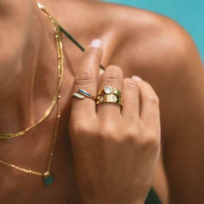 Gold Kristall Klee Band Ring Alma