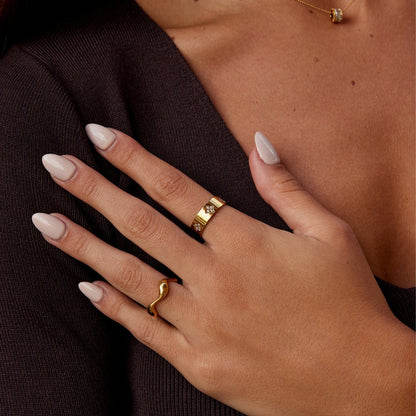 Gold Kristall Klee Band Ring Alma