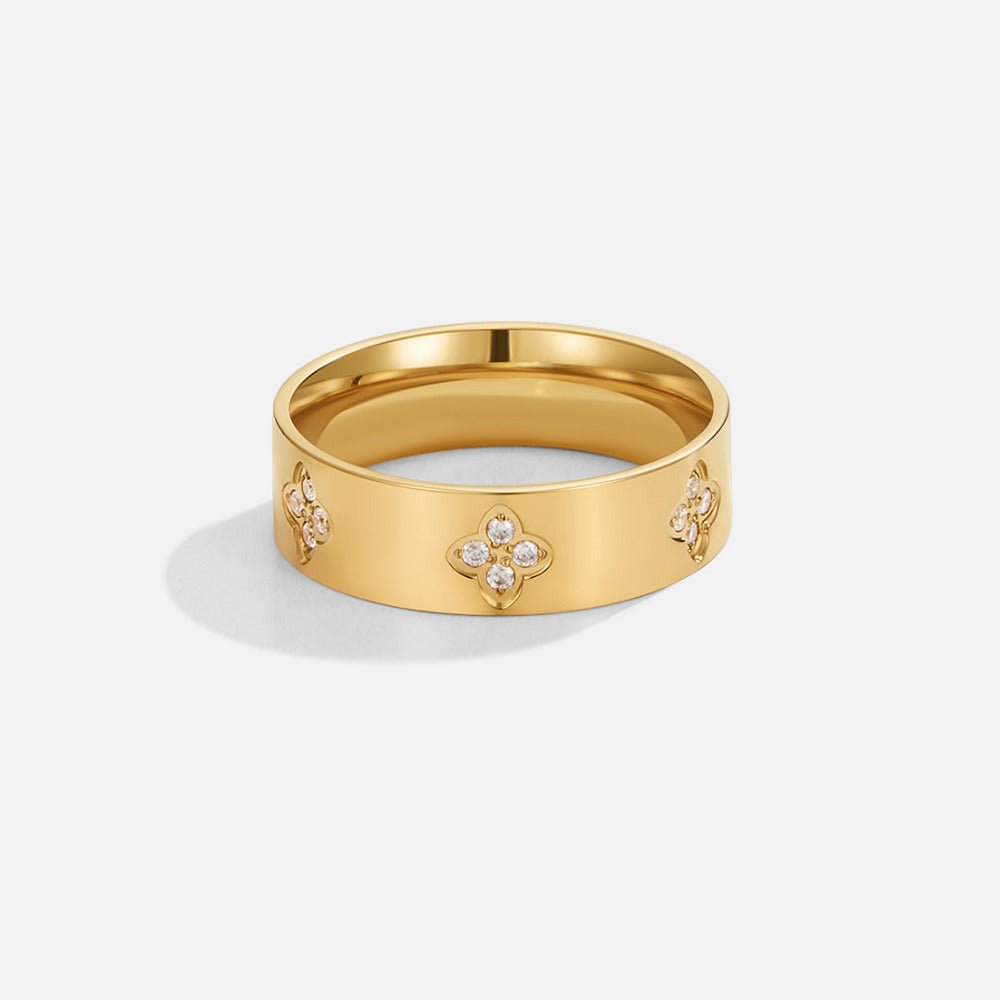 Gold Kristall Klee Band Ring Alma