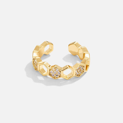 Gold & Kristall Honeycomb Ring Alma
