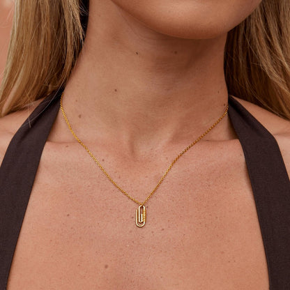 Gold Kristall Paperclip Pendant Halskette Alma