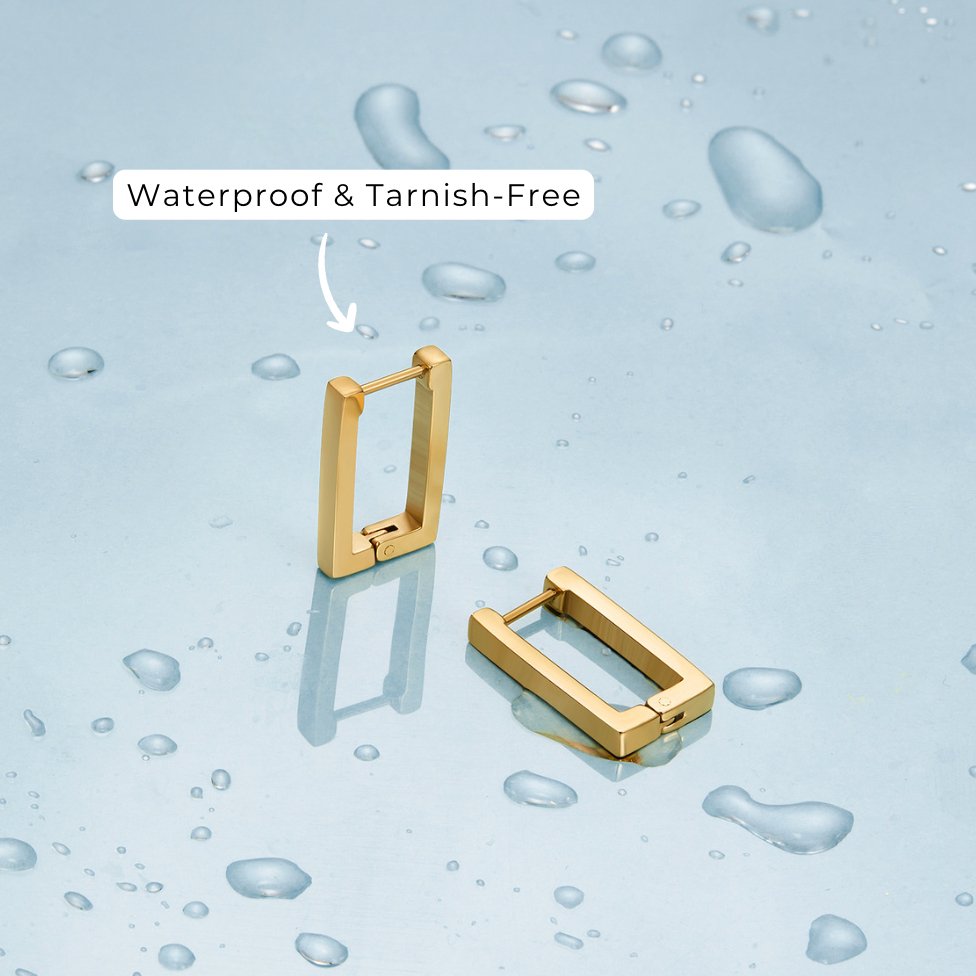 Gold Rectangle Creolen Ohrringe Alma