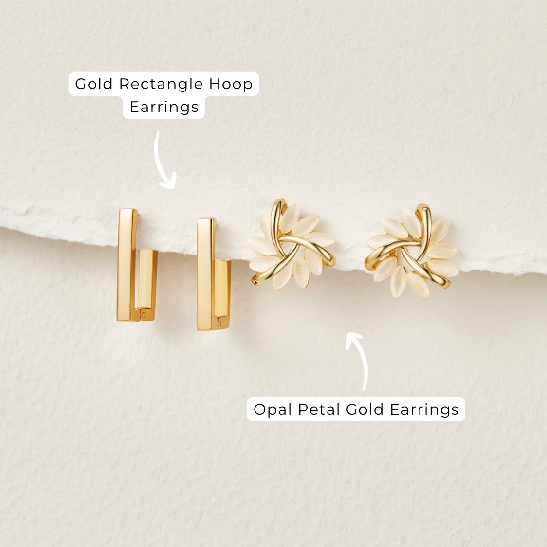 Gold Rectangle Creolen Ohrringe Alma