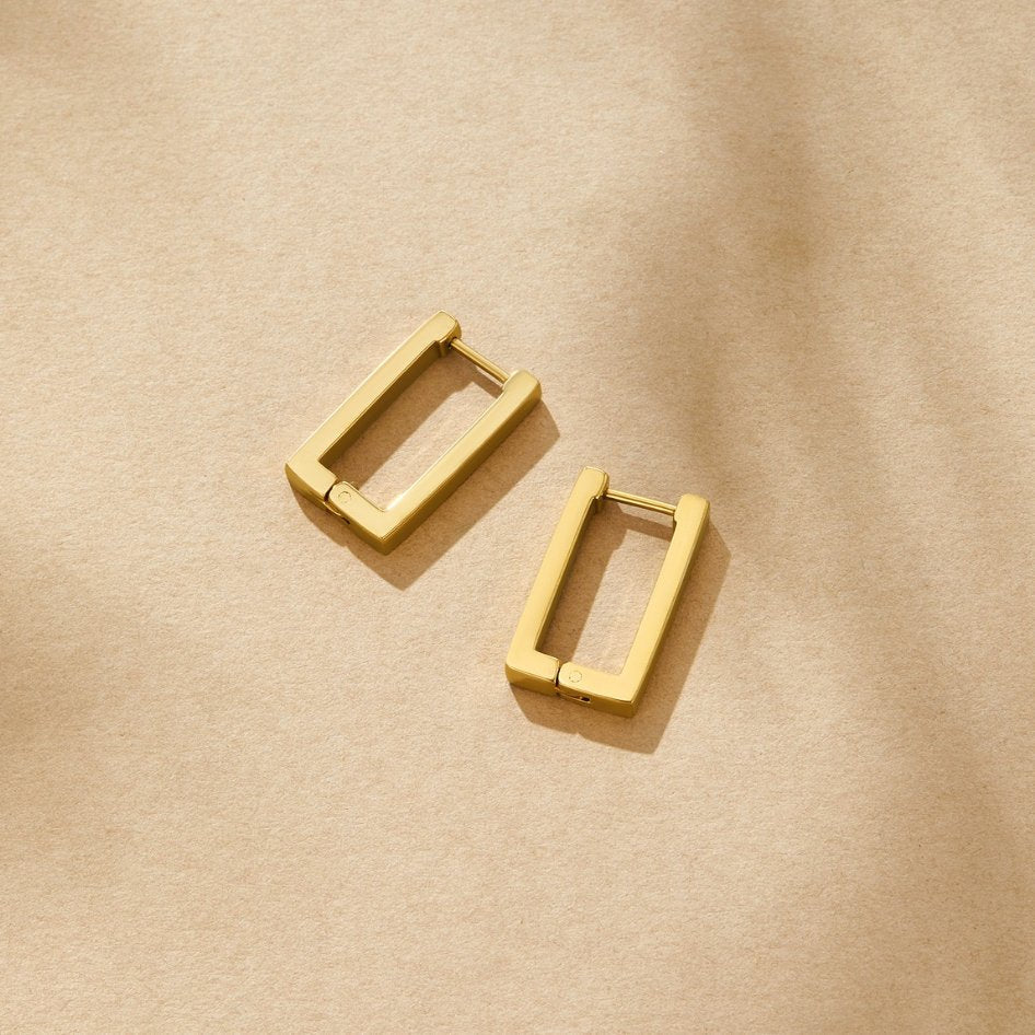 Gold Rectangle Creolen Ohrringe Alma
