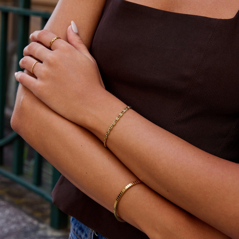 Gold Swirl Glieder Ketten Armband Alma
