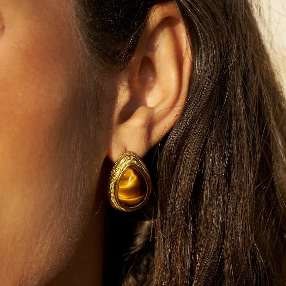 Gold Tiger Eye Teardrop Ohrringe Alma