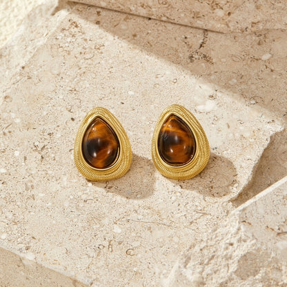 Gold Tiger Eye Teardrop Ohrringe Alma