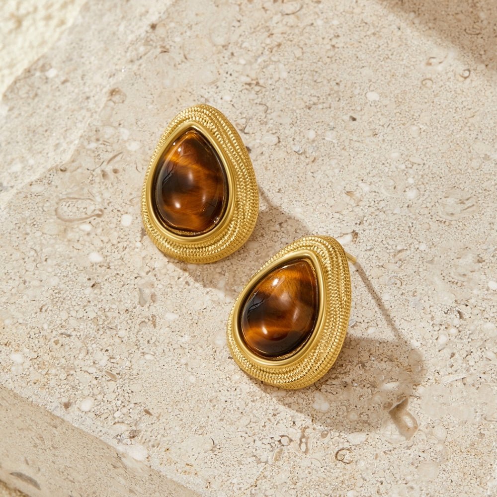 Gold Tiger Eye Teardrop Ohrringe Alma