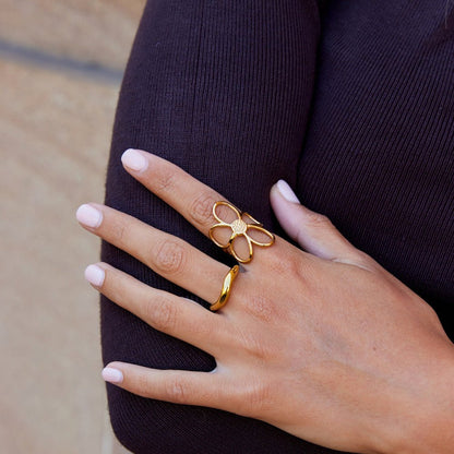 Golden Daisy Blumen Ring Alma