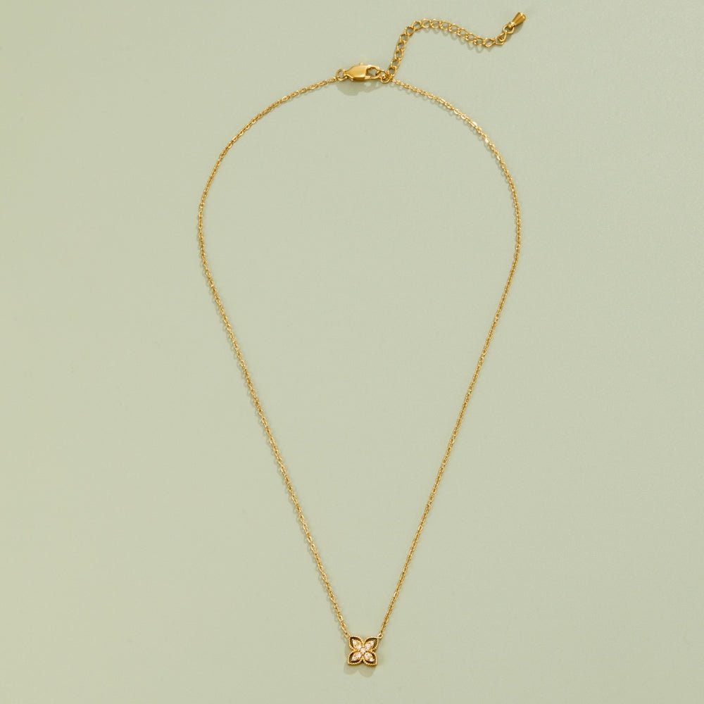 Golden Four Blatt Kristall Halskette Alma