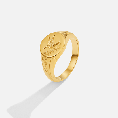 Golden Hummingbird Signet Ring Alma