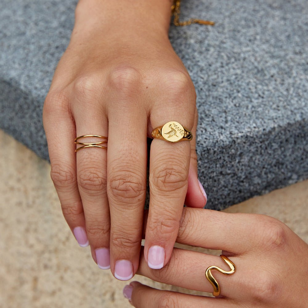 Golden Hummingbird Signet Ring Alma