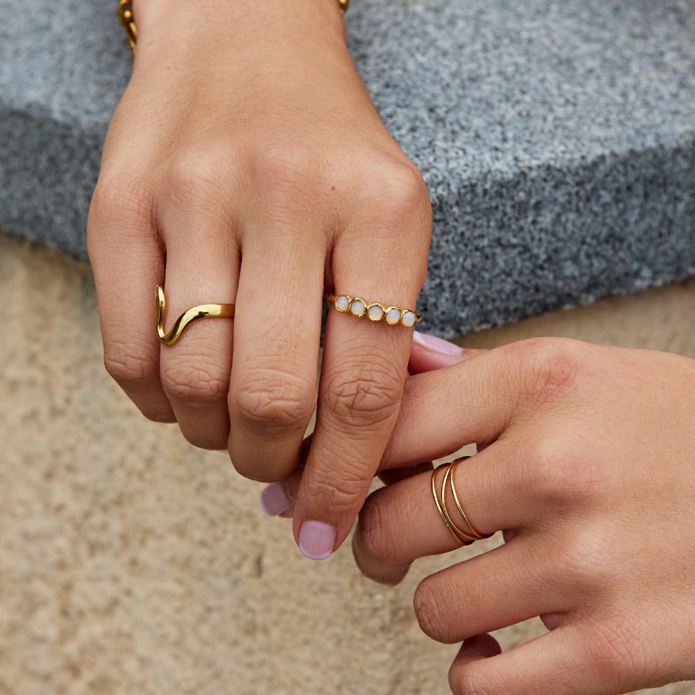 Golden Mondstein Eternity Ring Alma