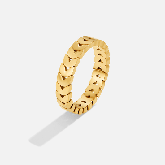Golden Olive Blatt Ring Alma