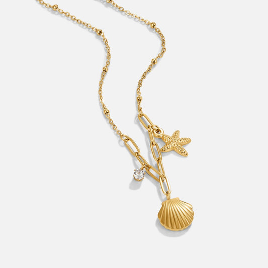 Golden Seashell & Starfish Halskette Alma